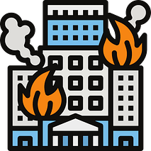 building on fire icon